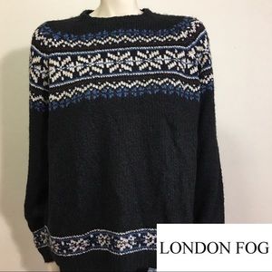 London Fog sweater black, cream and blue - boho